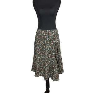 Axcess Liz Claiborne Brown Abstract Flowy Woman’s Skirt Sz 12